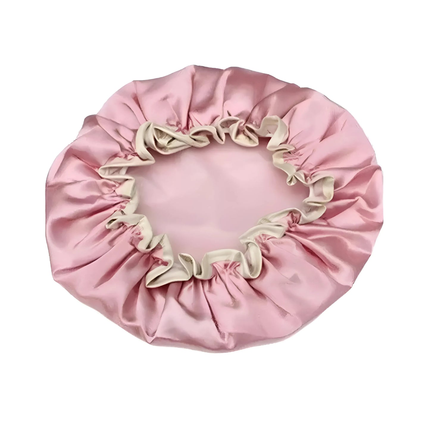 Pink Satin Shower Cap with Elastic Band