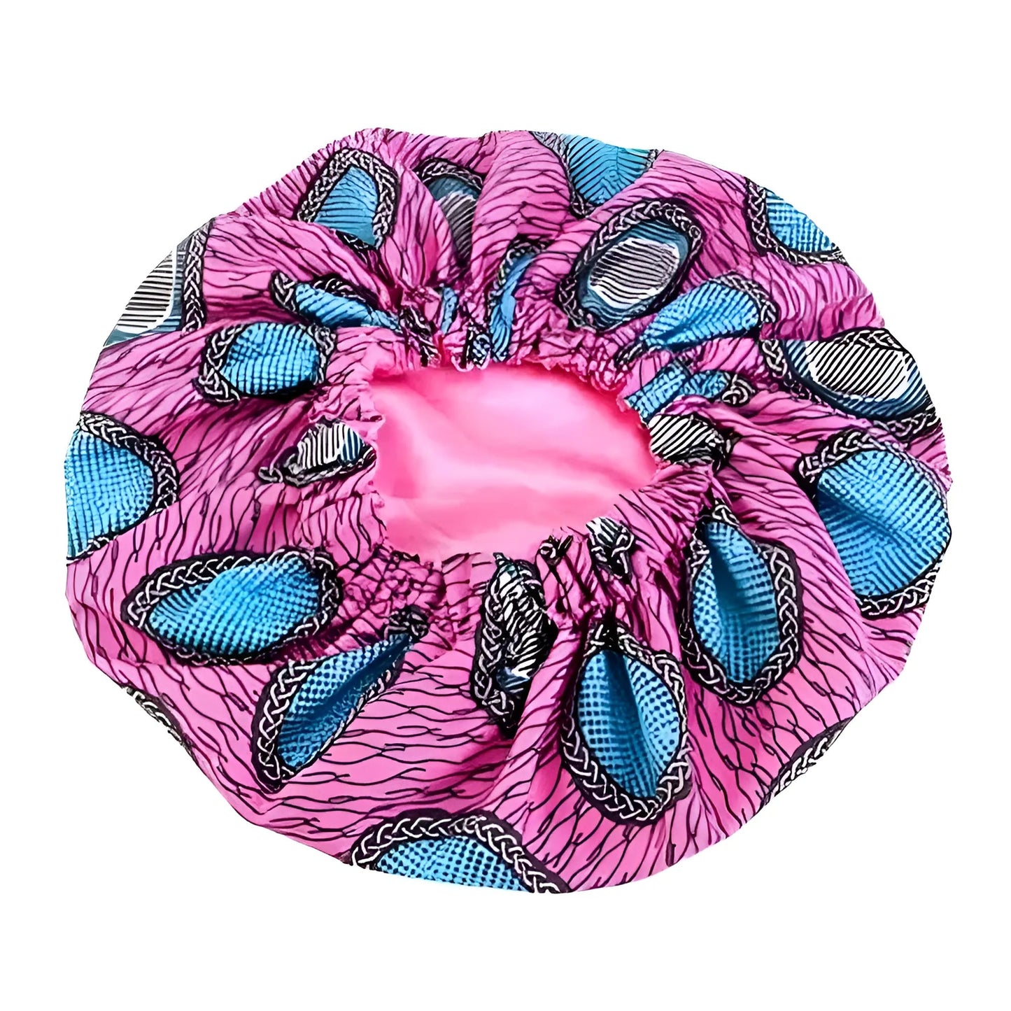 Pink Satin Sleep Cap in Colourful Patterns