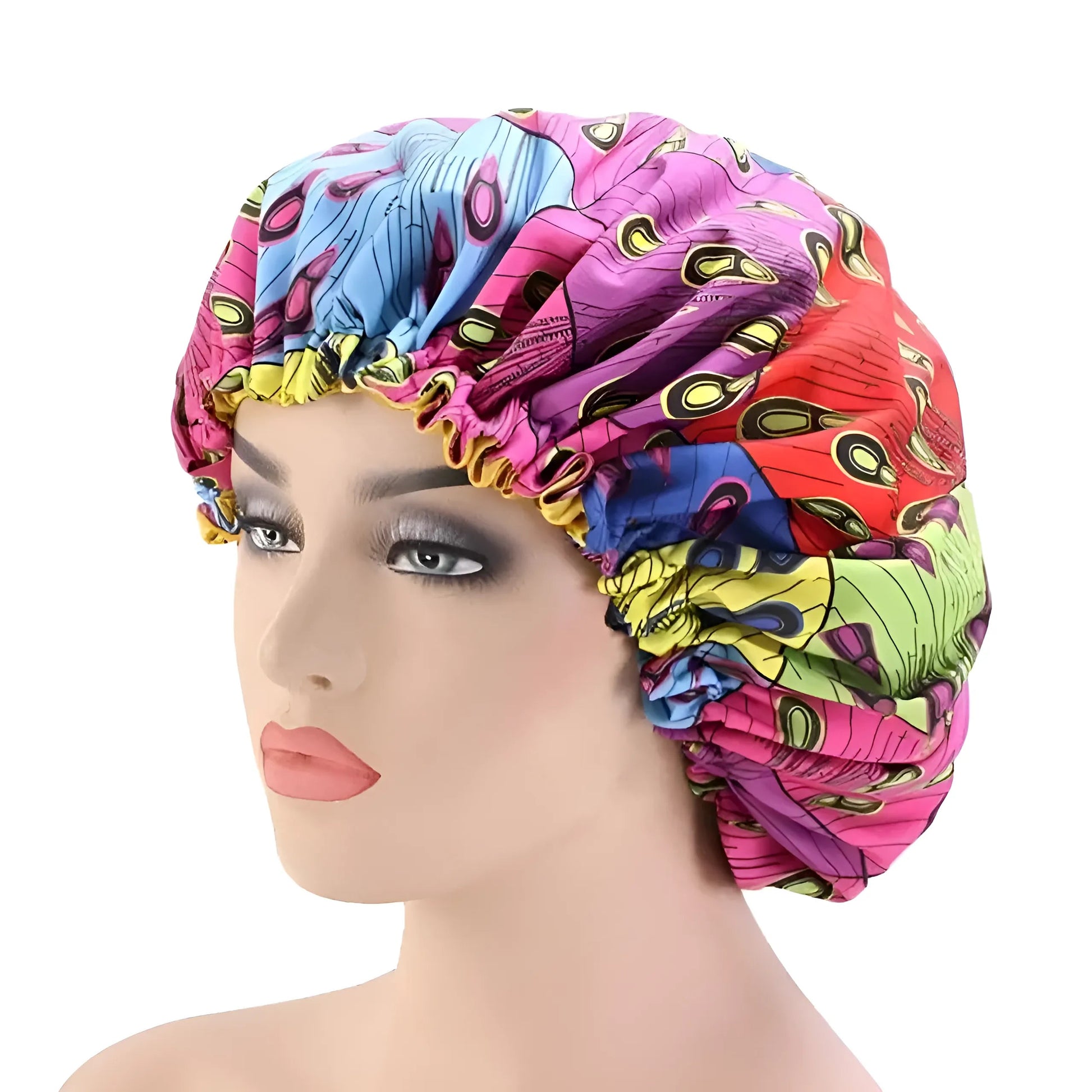 Pink Satin Sleep Cap with Patterns