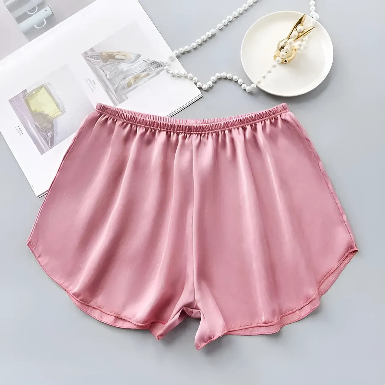 Pink Satin Sleep Shorts