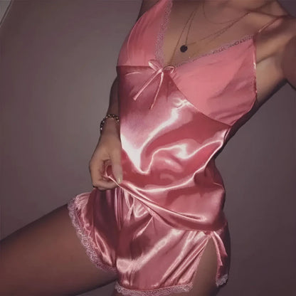 Pink Short Satin Women's Pyjama Set