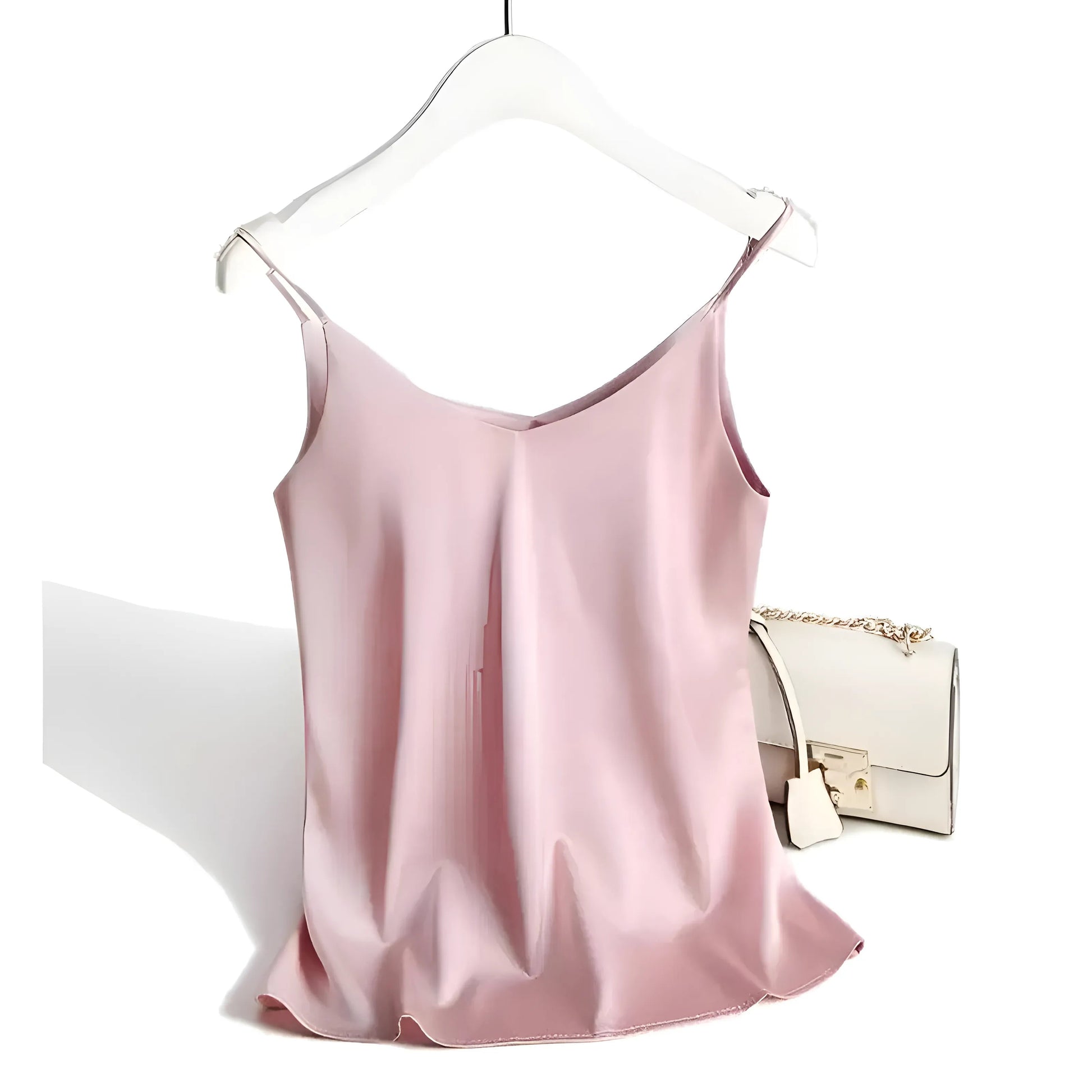 Pink Silk Satin Women's Camisole