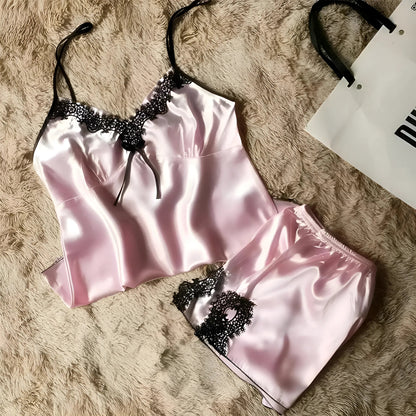 Pink Silk Women's Pyjama Set