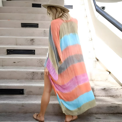 Pink Striped Beach Kimono