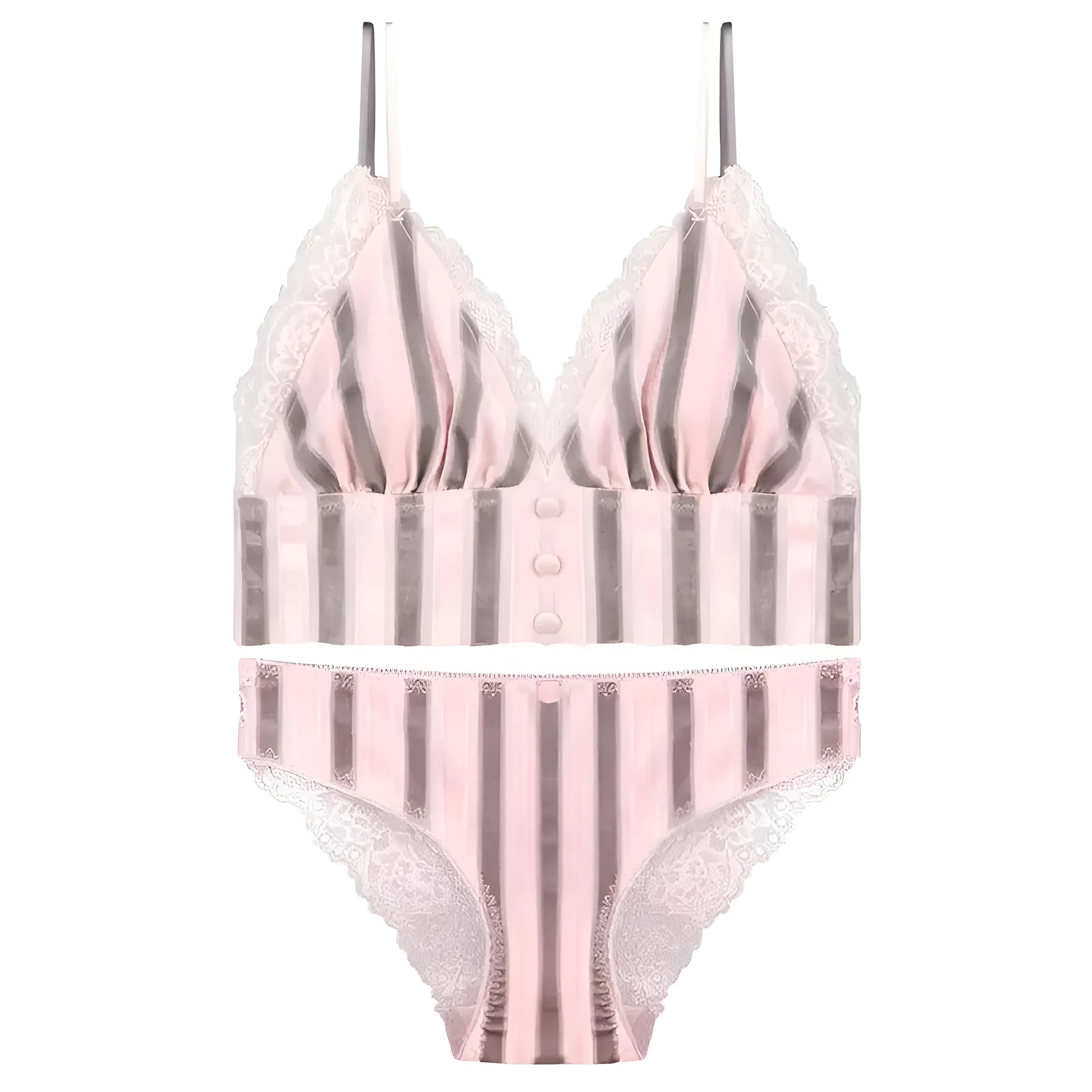 Pink Striped Lingerie Set