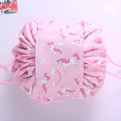 Pink Travel Cosmetic Bag with Drawstring