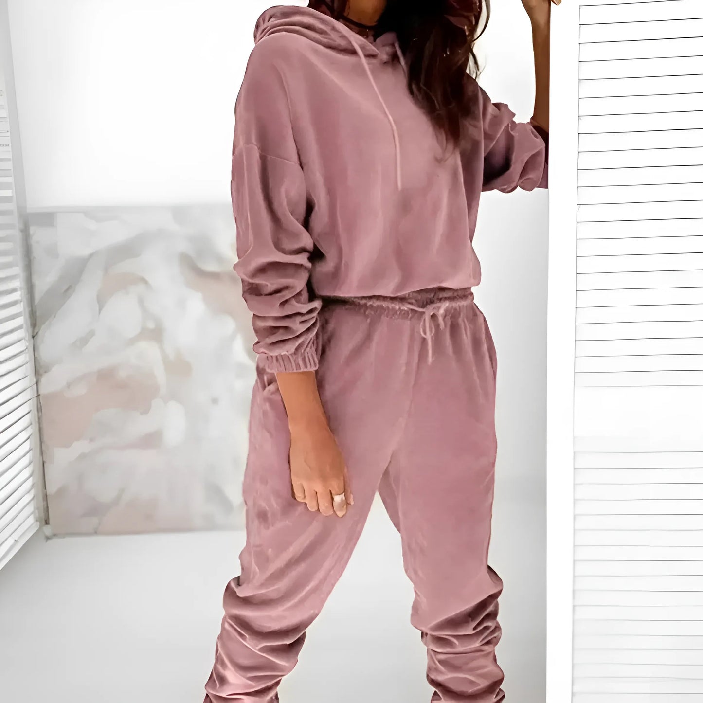 Pink Velvet Tracksuit Set