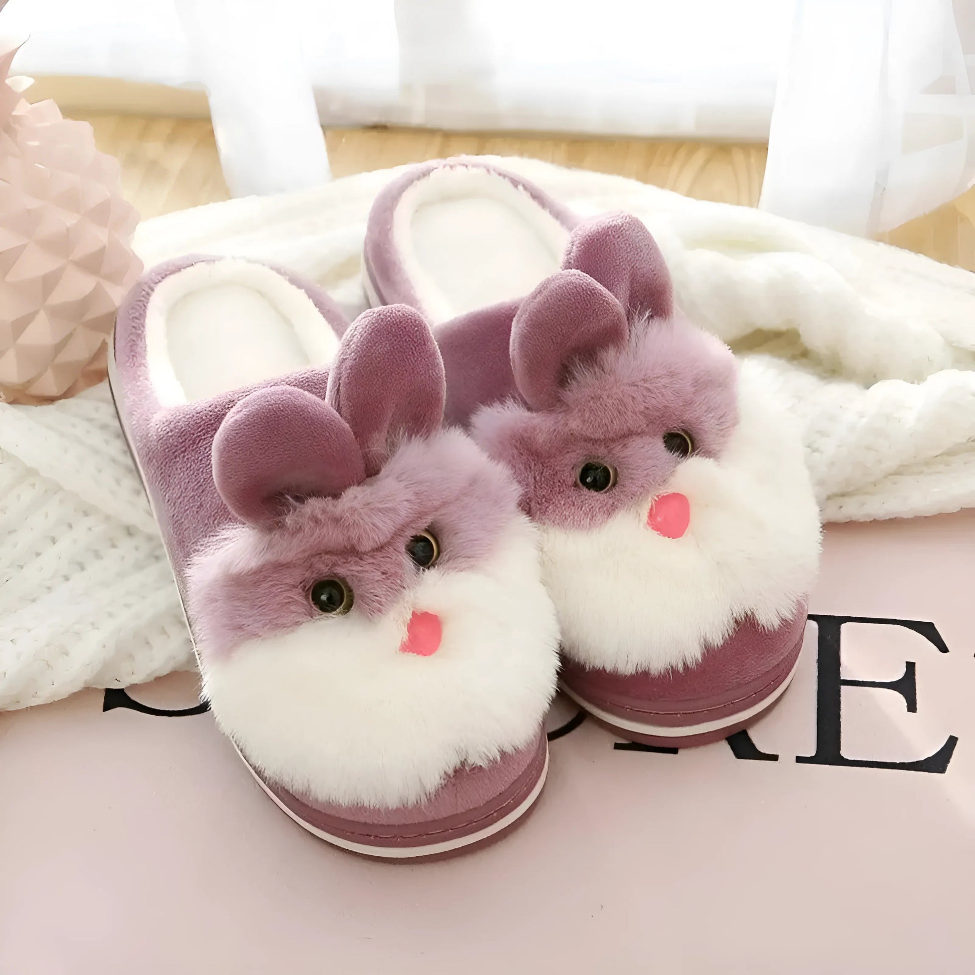 Pink Women's Bunny Slippers