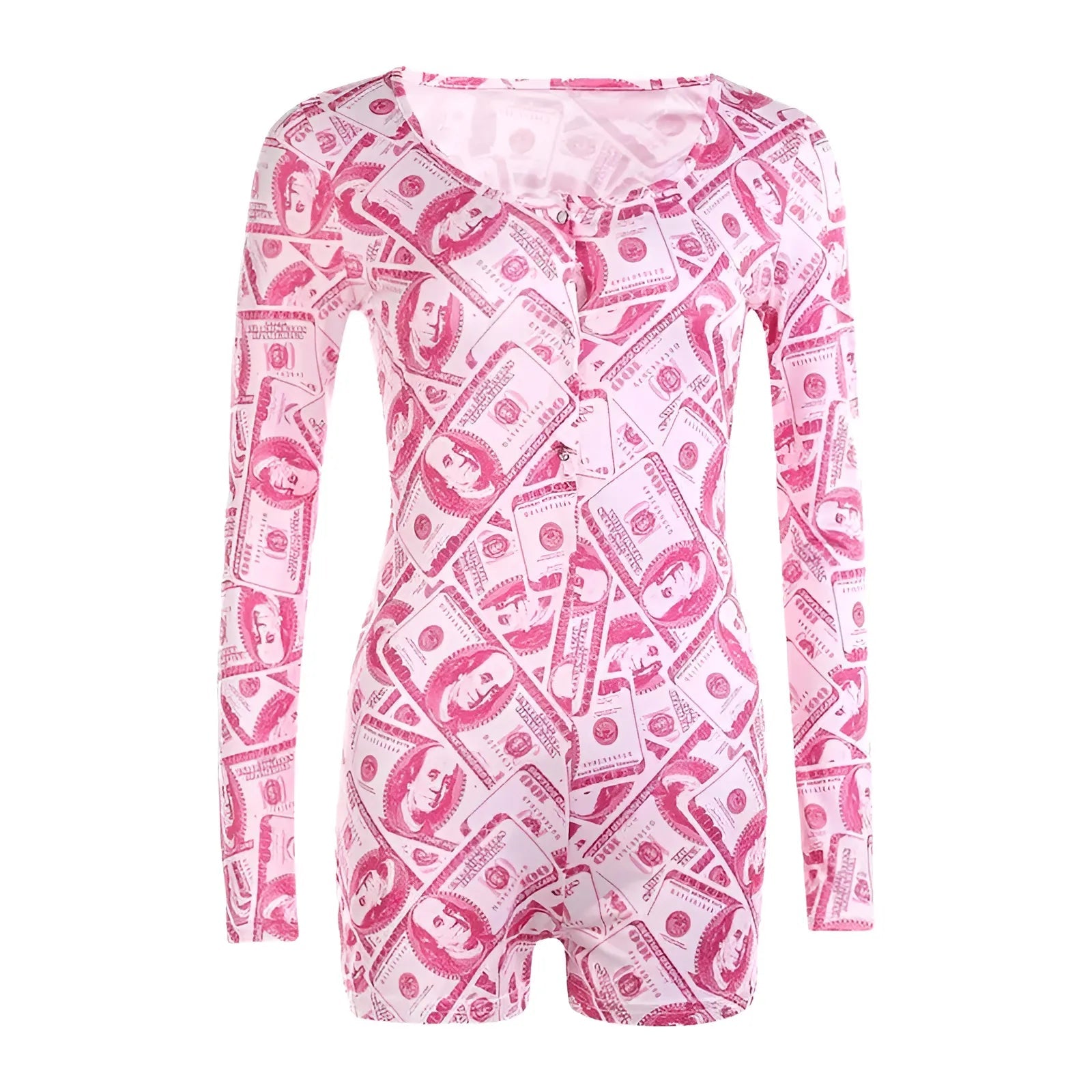 Pink Women's Money Print Romper