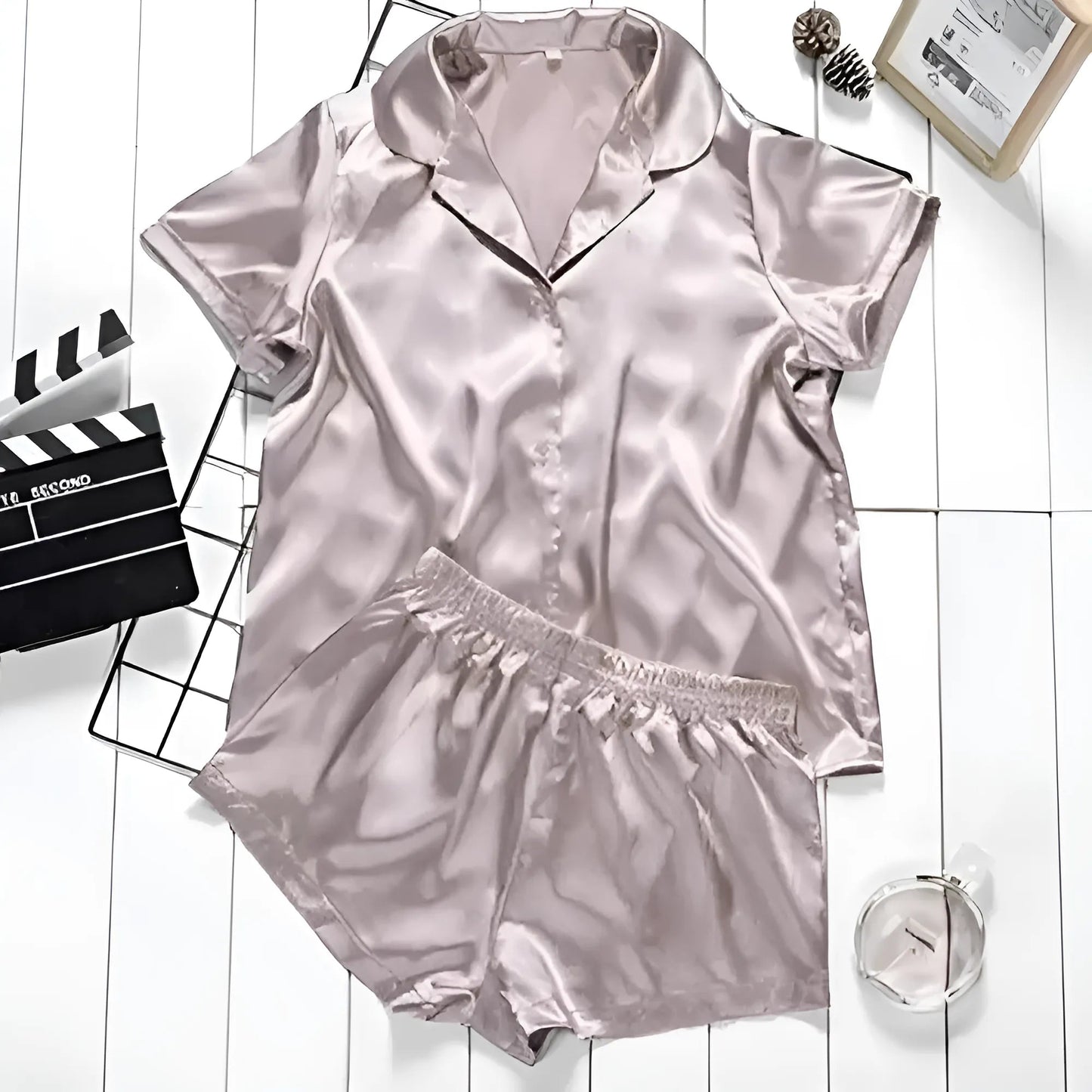 Pink Women's Pyjama Set with Shirt