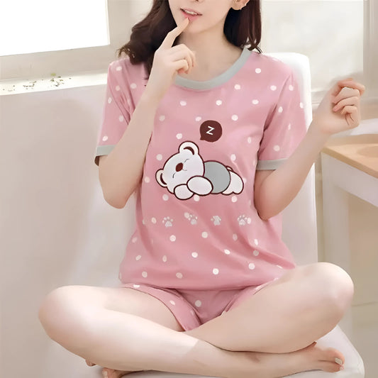 Pink Women's Pyjamas with Bear Design