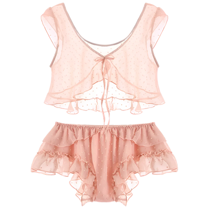 Pink Women's Pyjamas with Ruffles