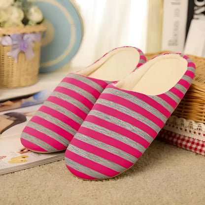 Pink Women's Striped Slippers