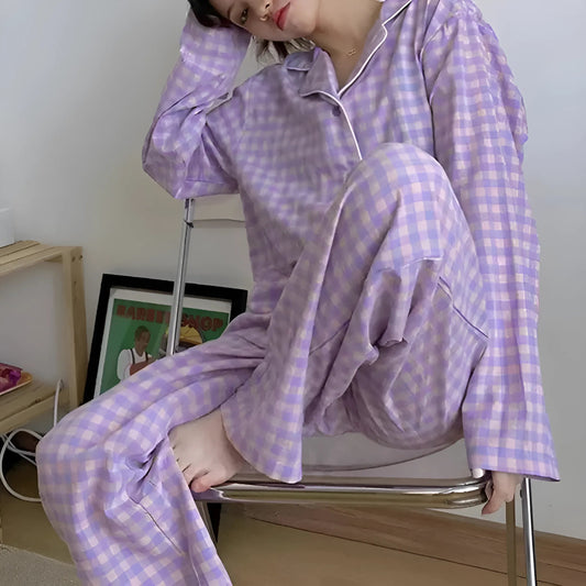 Purple Checked Women's Pyjamas