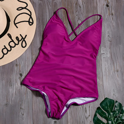 Purple Classic Backless Swimsuit