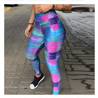 Purple Colourful Patterned Sports Leggings