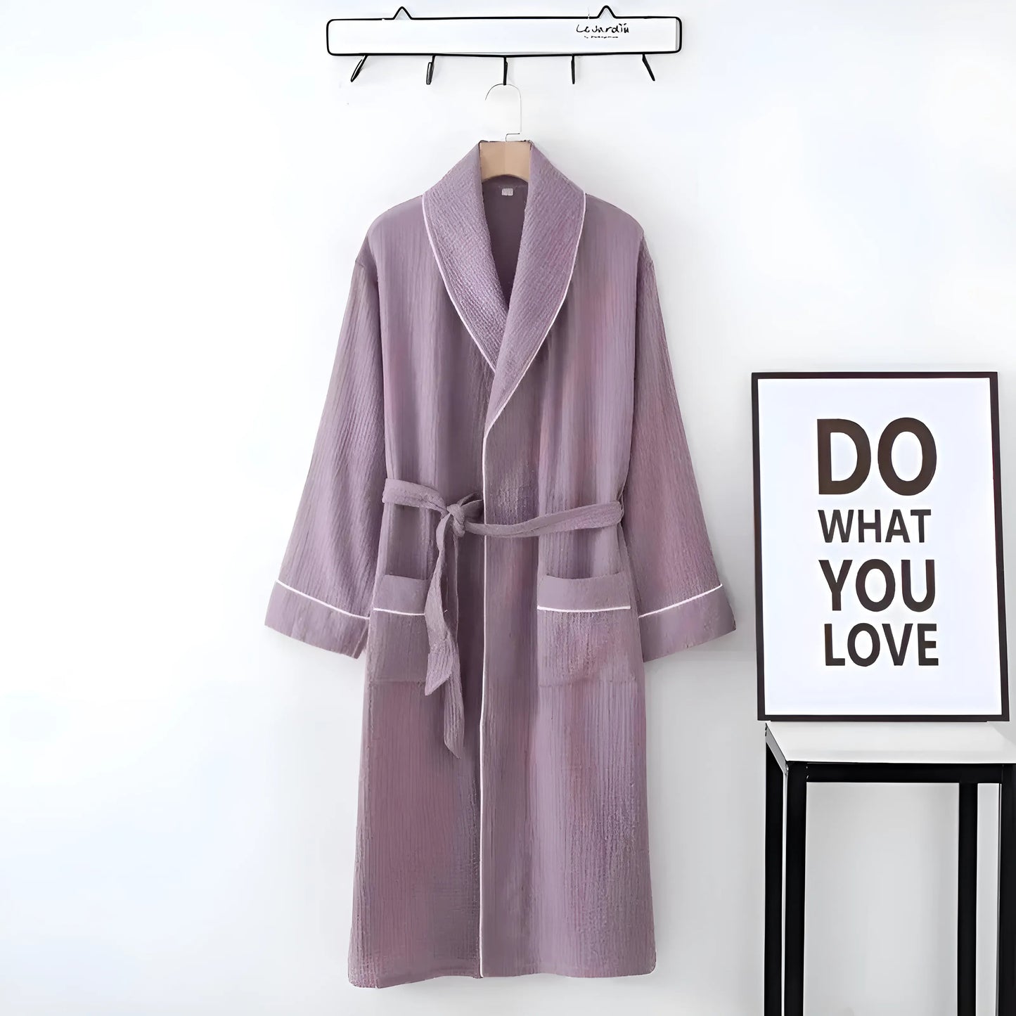 Purple Dressing Gown with Decorative Trim