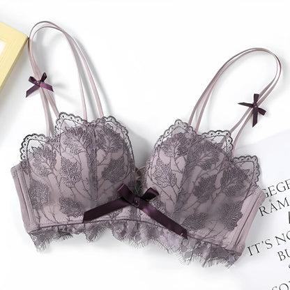 Purple Lace Bra with Bows