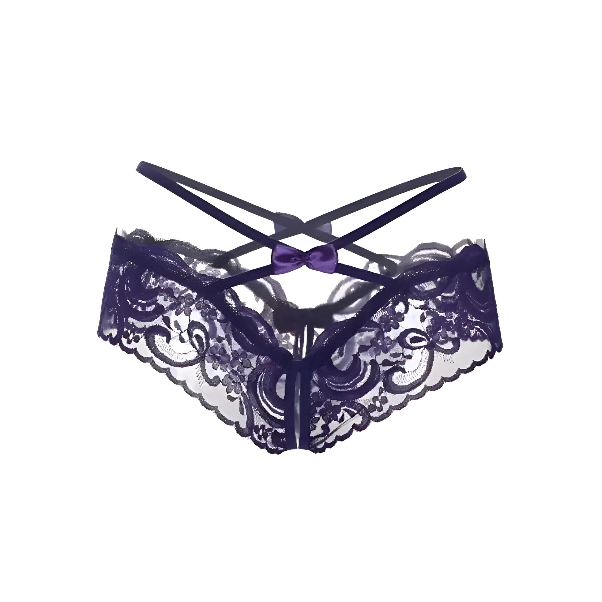 Purple Lace Knickers with Decorative Straps