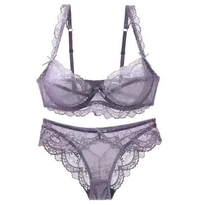 Purple Lace Lingerie Set with Briefs