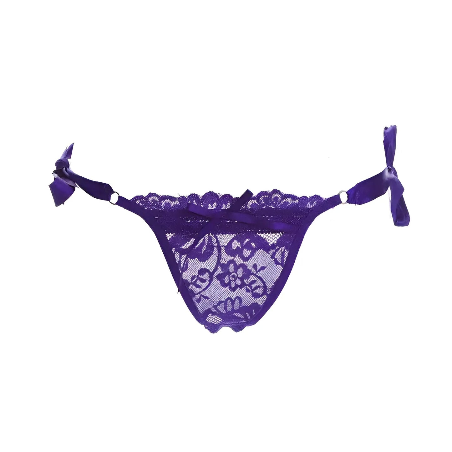 Purple Lace String Thong with Hip Ties