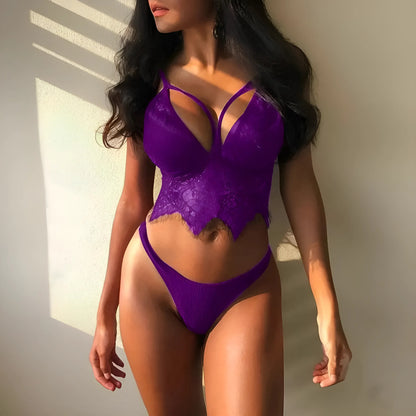 Purple Lingerie Set with Longer Top