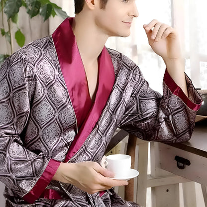 Purple Men's Patterned Robe