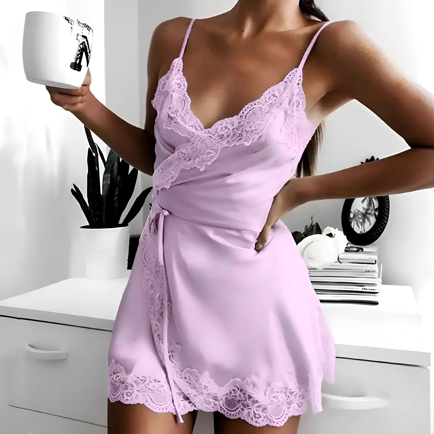 Purple Nightdress with Waist Tie