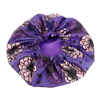 Purple Satin Sleep Cap in Colourful Patterns