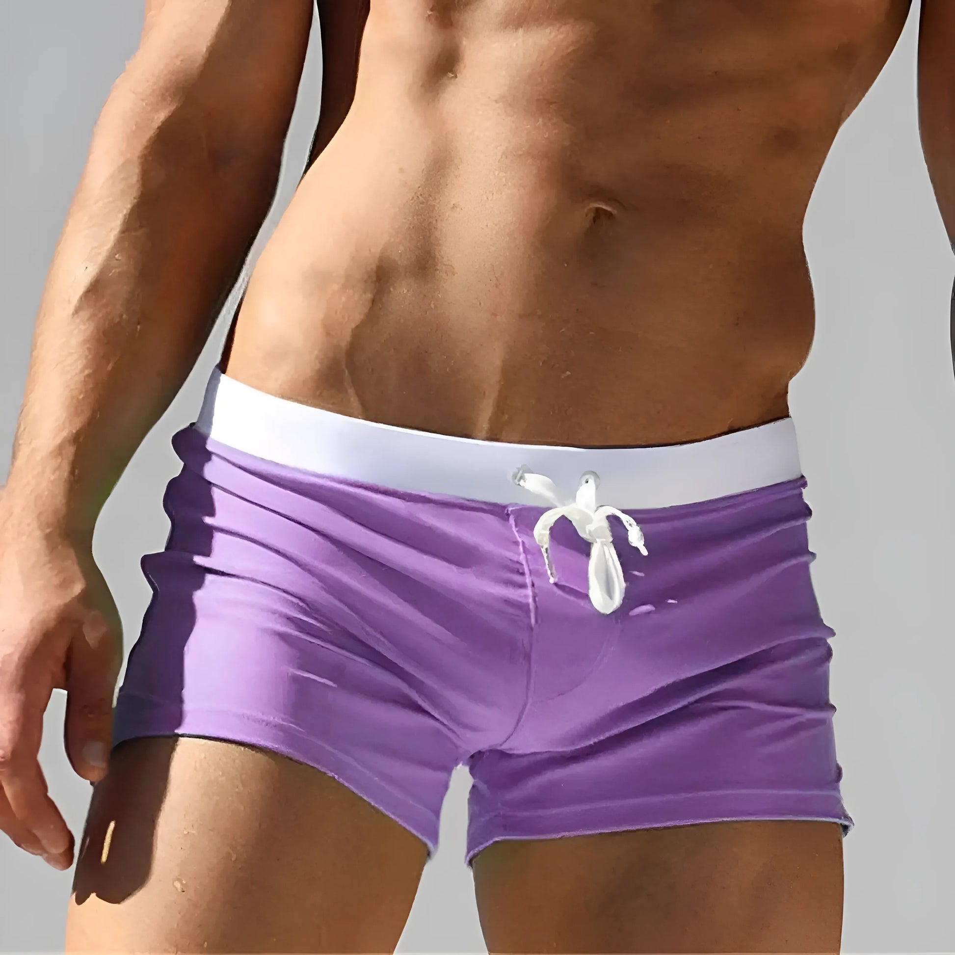 Purple Short Swim Shorts with Pocket