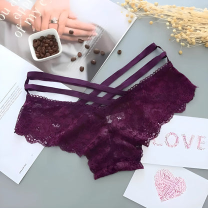 Purple Universal Lace Knickers with Decorative Straps