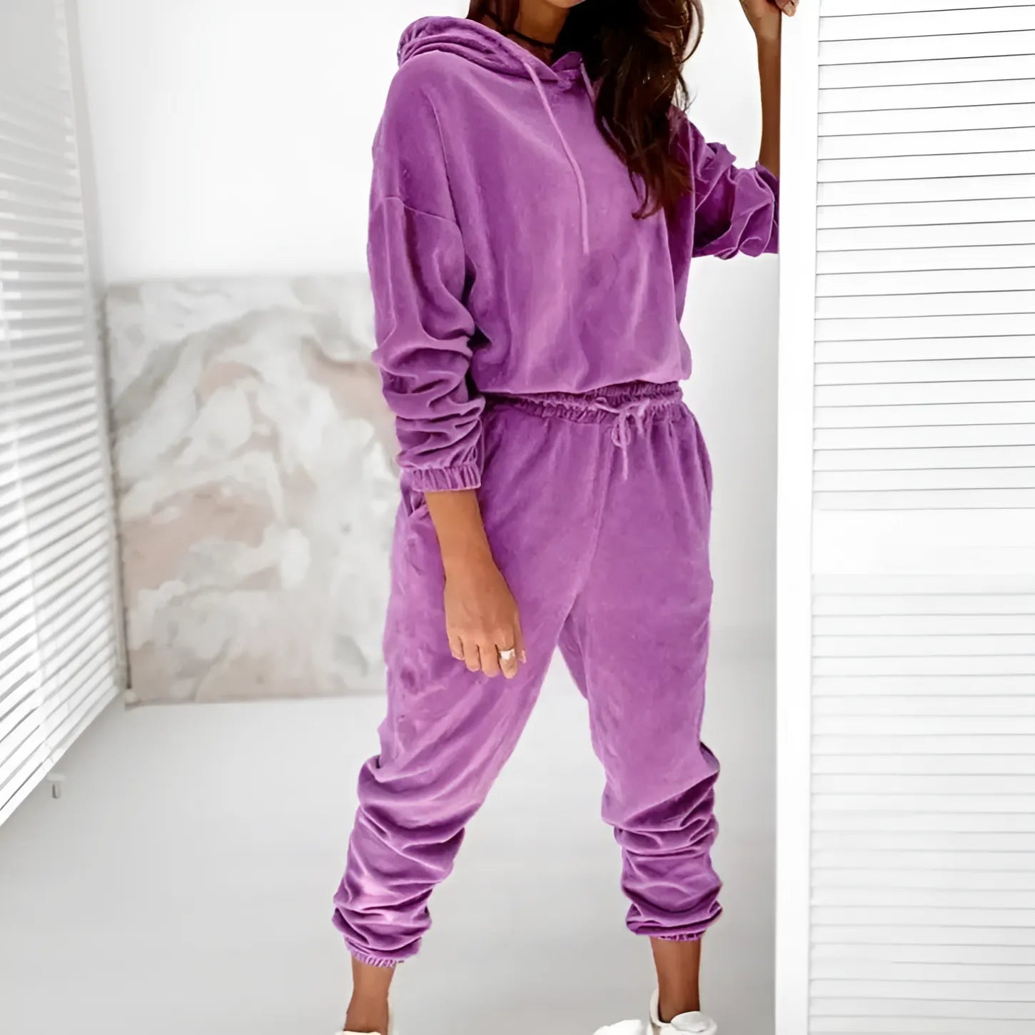 Purple Velvet Tracksuit Set