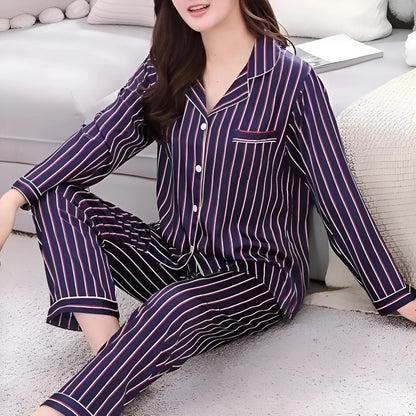 Purple Women's Vertical Stripe Pyjamas