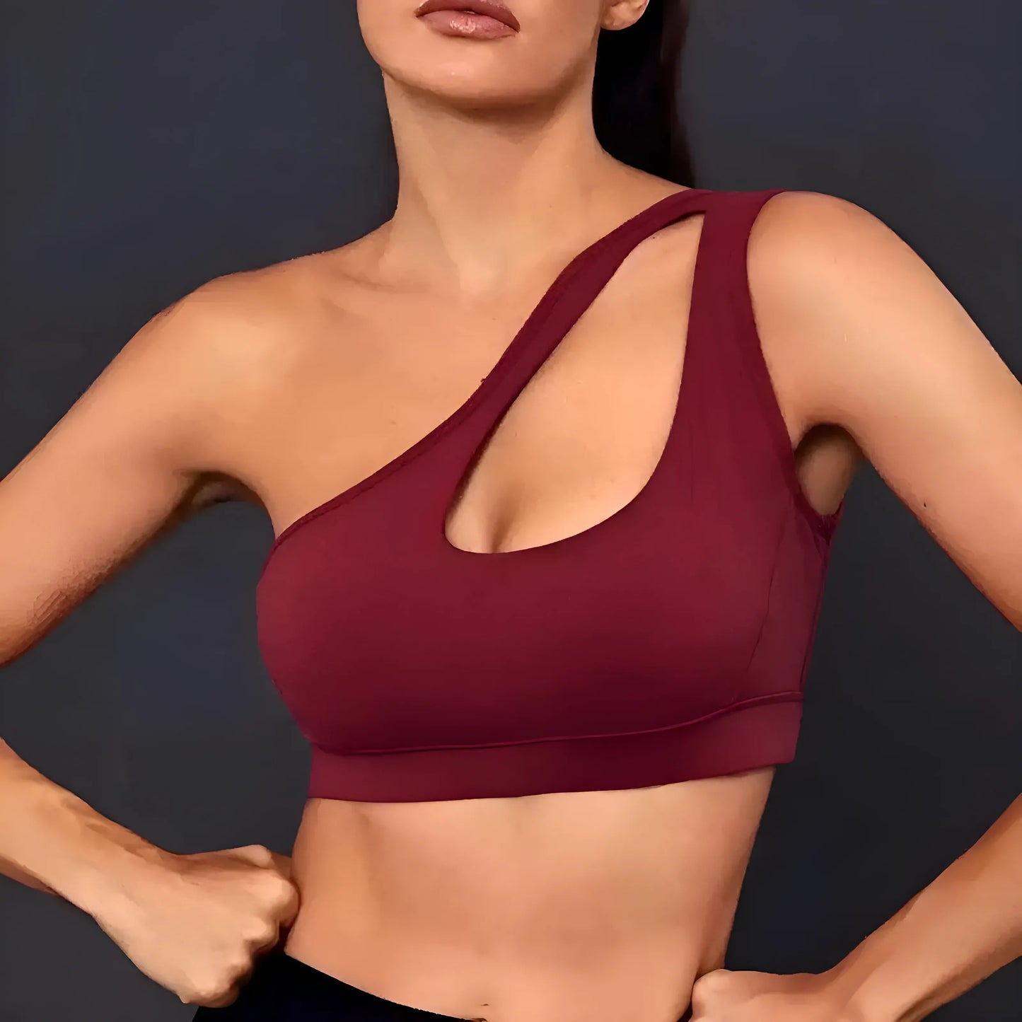 Red Asymmetrical Sports Bra