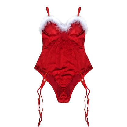 Red Christmas Satin Bodysuit