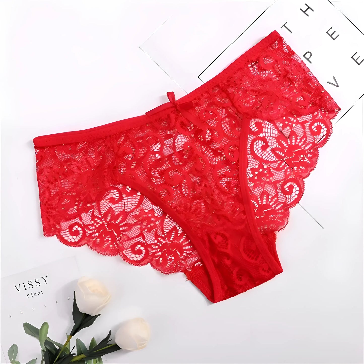 Red Elegant Lace Knickers