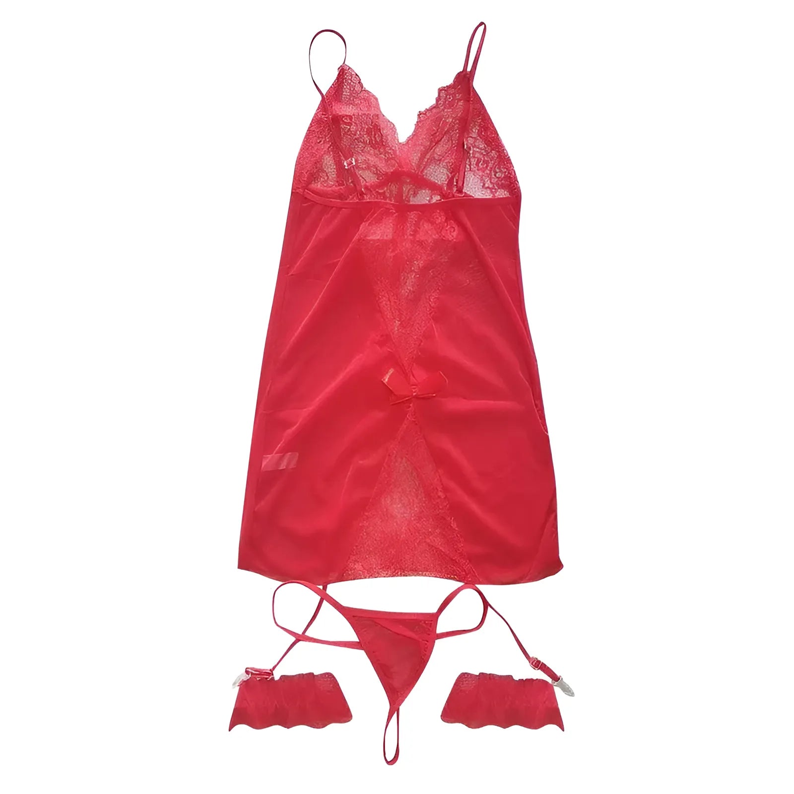 Red Fitted Nightdress with Garters