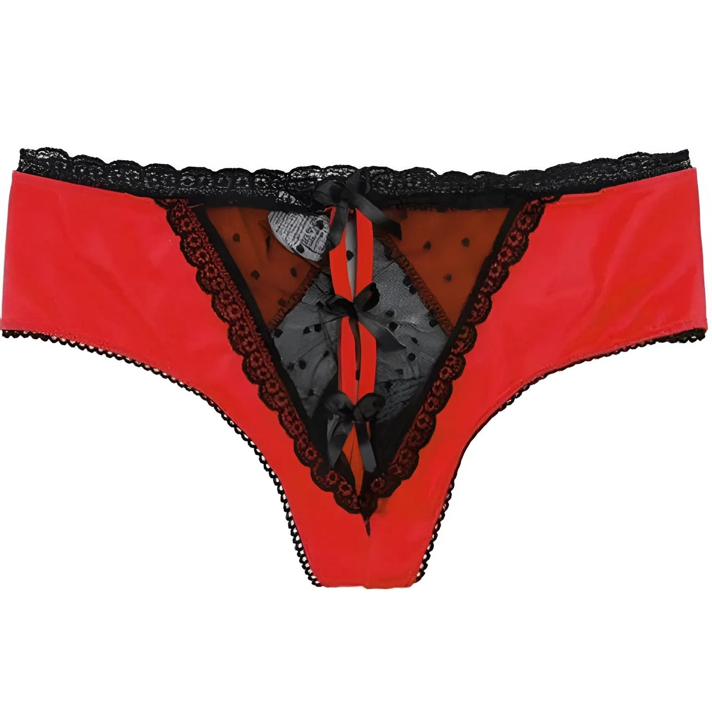 Red Lace Briefs with Cut-Out Detail