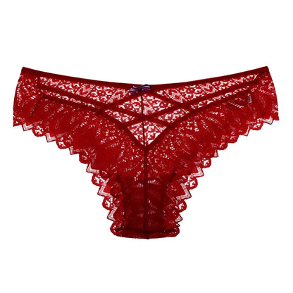 Red Lace Briefs with Straps