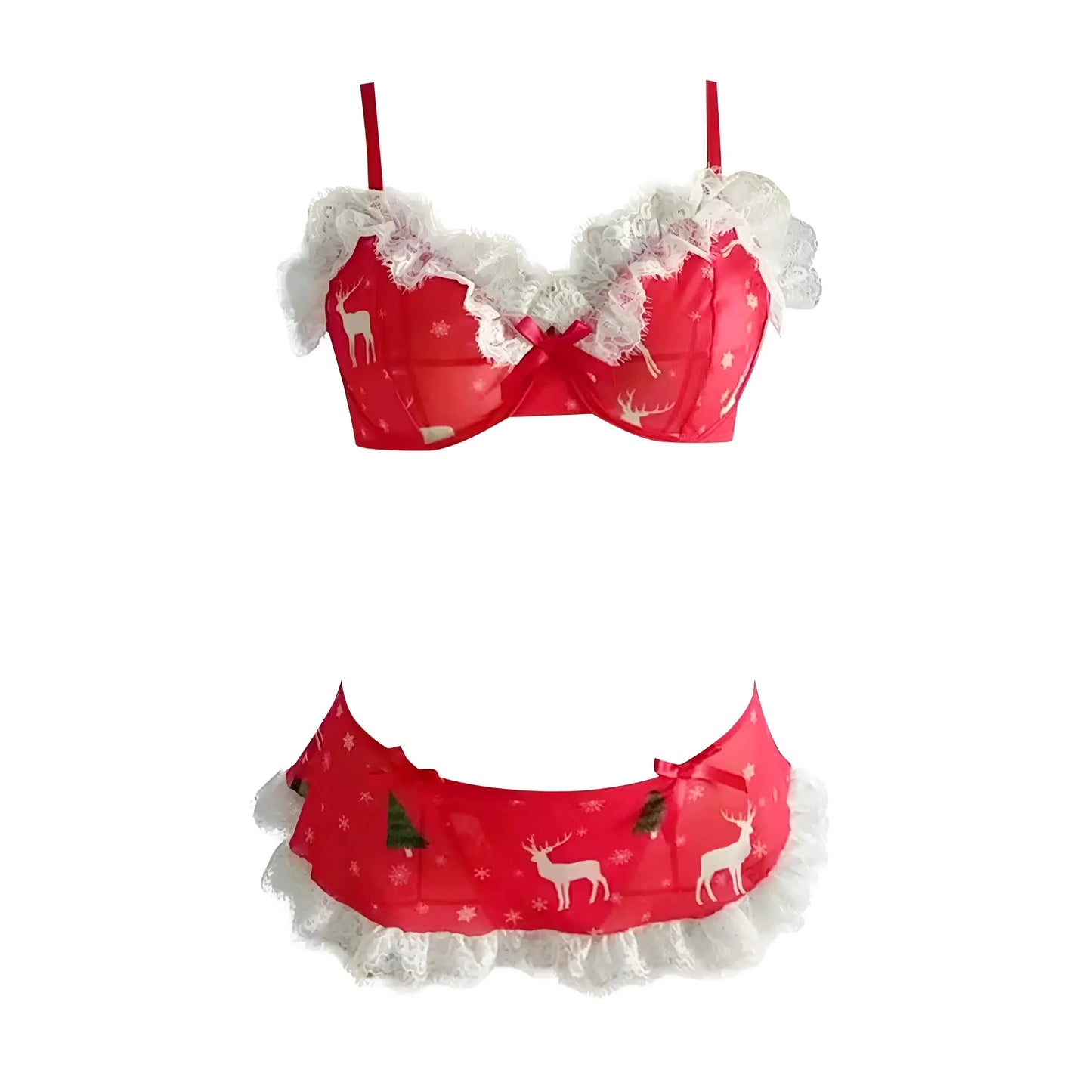 Red Lace Christmas Lingerie Set