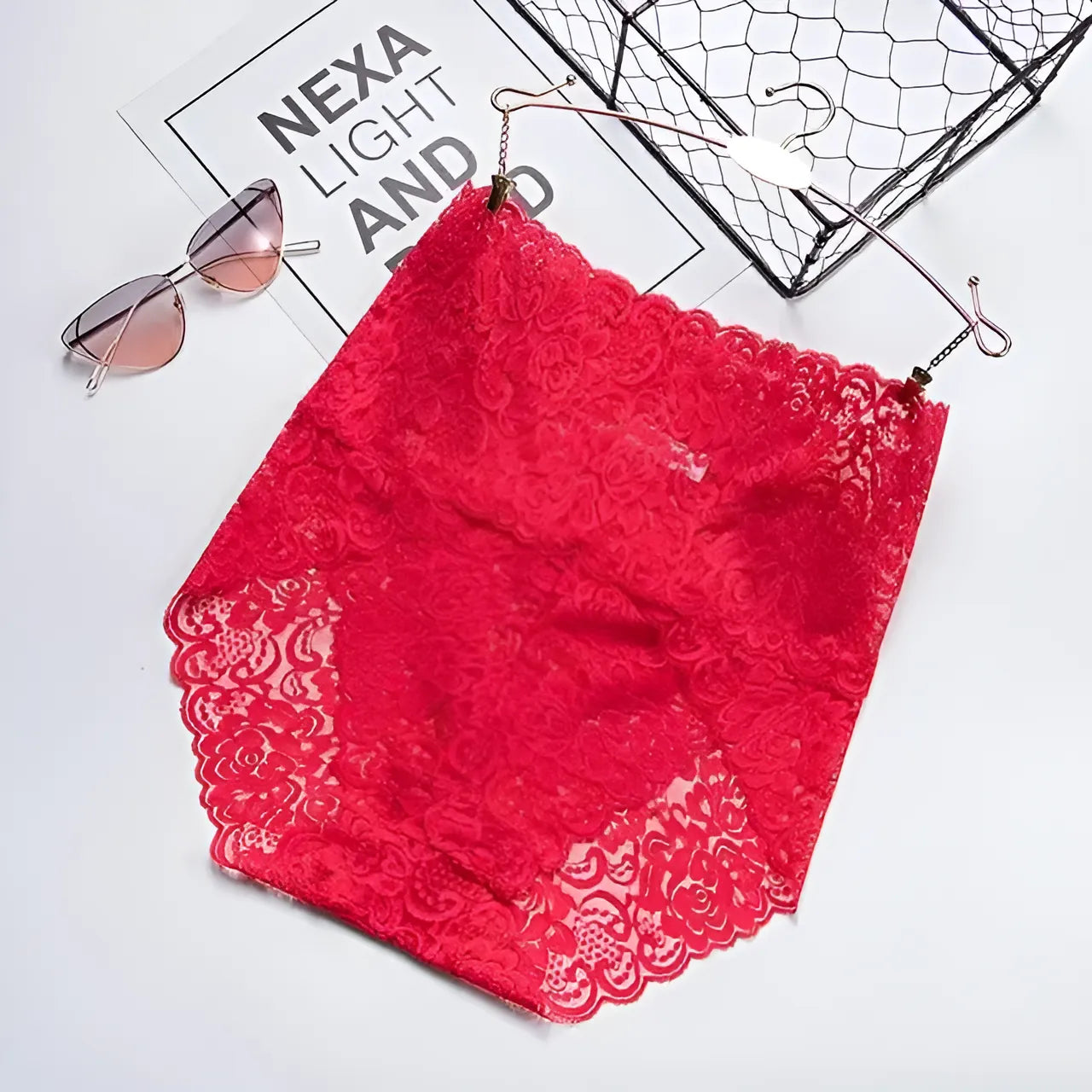 Red Lace High-Waisted Knickers