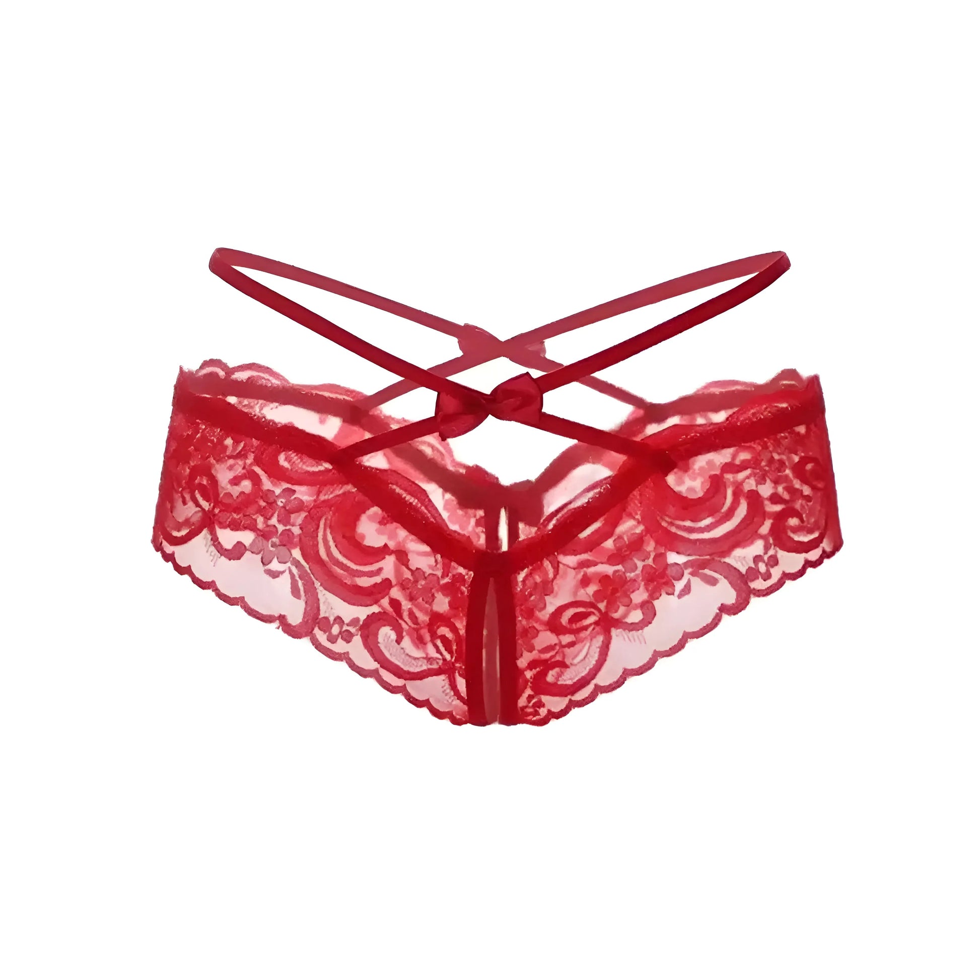 Red Lace Knickers with Decorative Straps