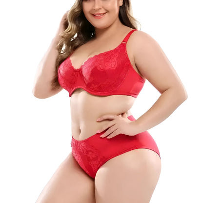 Red Lace Lingerie Set in Plus Sizes