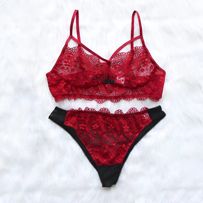 Red Lace Lingerie Set with Sensual Straps