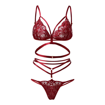 Red Lace Lingerie Set with Straps