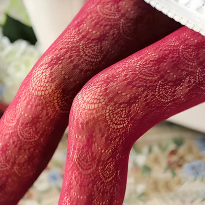 Red Lace Women's Tights