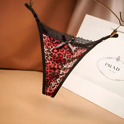 Red Leopard Print String Thongs