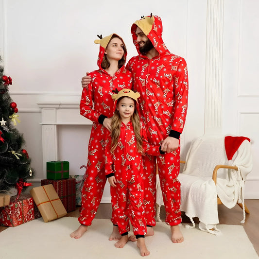 Red Men's Christmas Themed One-Piece Pyjama