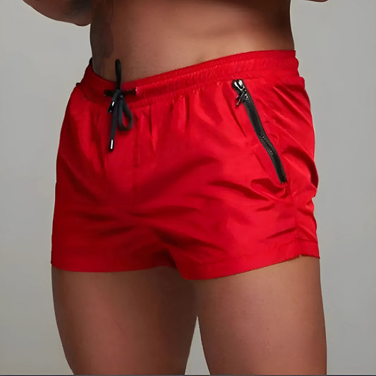 Red Men's Swim Shorts with Pocket