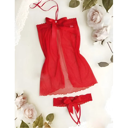 Red Nightdress with Split Detail